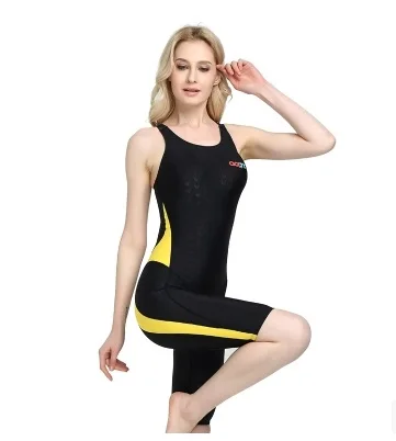 Women Knee Length Racing Competition Plus Size Swimwear Padded Sexy One Piece Professional Bathing Monokini Surfing Beach Wear