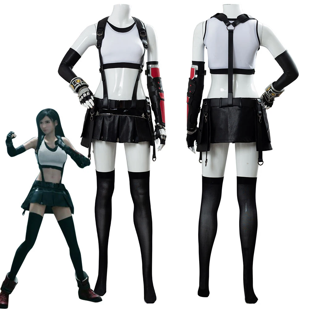 

Final Fantasy VII Tifa Lockhart Cosplay Costumes Uniform Full Suit Women Girls Halloween Party Costumes
