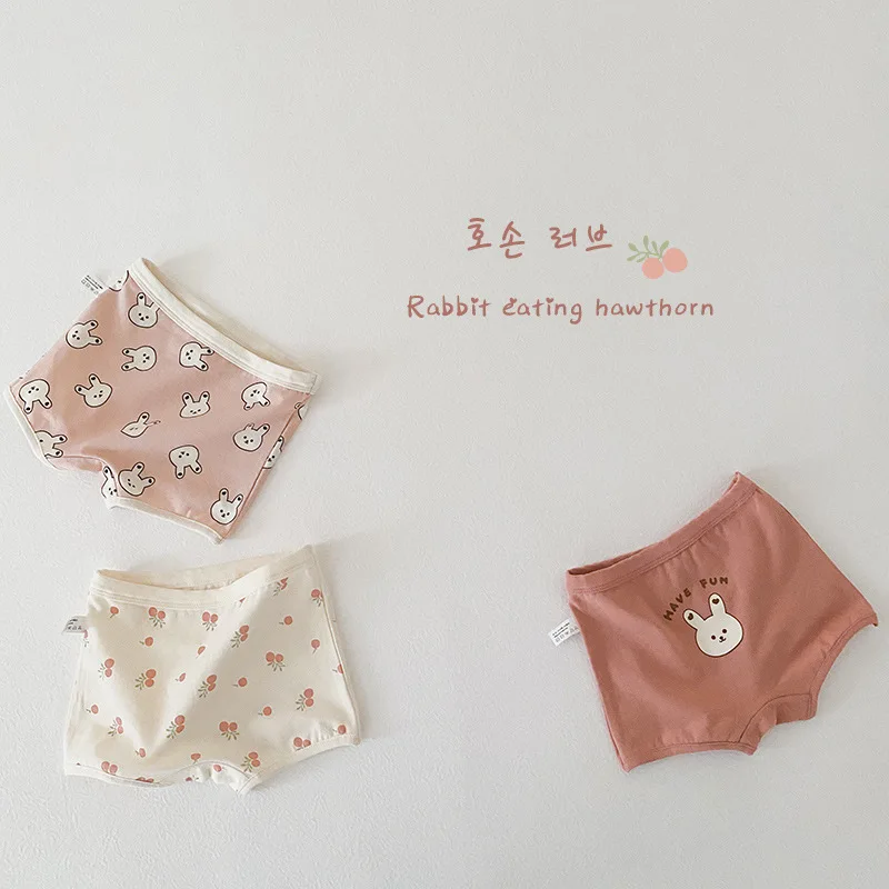 

Girls Boxer Briefs Baby Underwear Young Children Candy Colors Cotton Knickers Big Size Cute Panties Rose Red Lattice Underpants