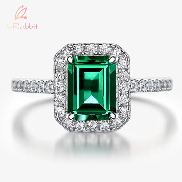 IsRabbit 18K Gold Plated 3EX VVS 6*8MM Lab Grown Emerald Muzo Green Sapphire Ring 925 Sterling Silver Fine Jewelry Drop Shipping 1