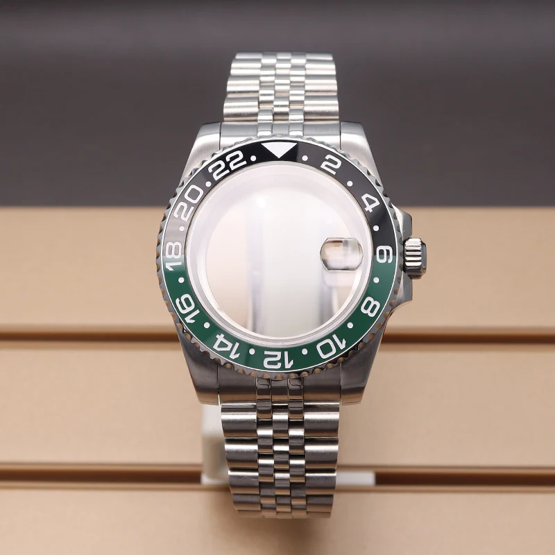 40mm GMT Case Strap Men's Watches Parts For Seiko nh35 nh36 Miyota 8215 eta 2824 Movement 28.5mm Dial Green Ceramic Bezel Insert enlarge
