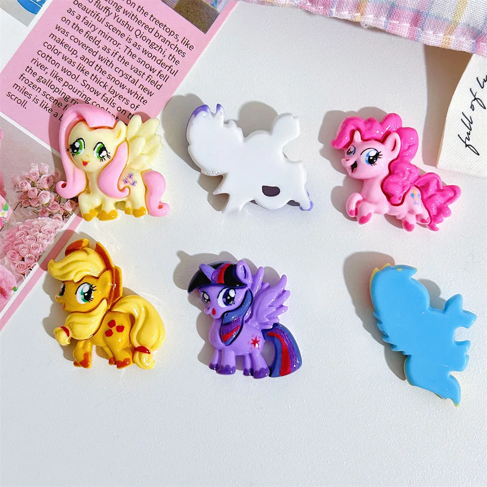 Фото Набор из 6 штук: милые 3D-наклейки My Little Pony из смолы, аниме-стиль, для декора чашек, обуви, DIY-поделок, подарки №4
