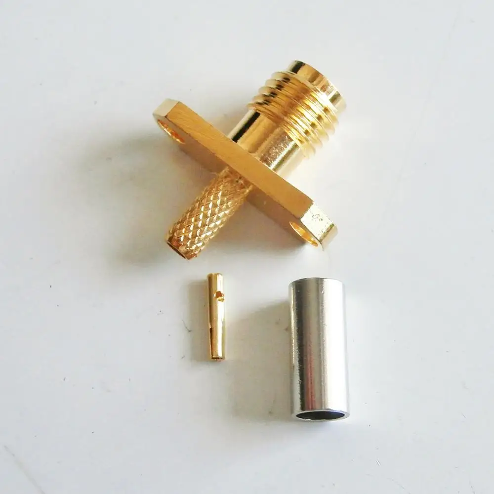 

1X Pcs Connector SMA Female Rhombic With 2 Hole Flange Panel Chassis Mount deck Crimp for RG316 RG174 RG179 LMR100 Cable Brass