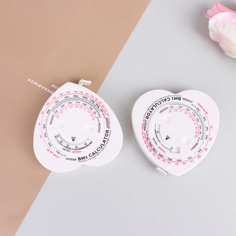

150cm/60" Heart Shape BMI Tape Accurate Body Measuring Tape BMI Calculator Cut Size Measurer Ruler Tailor Clothing Design Tool