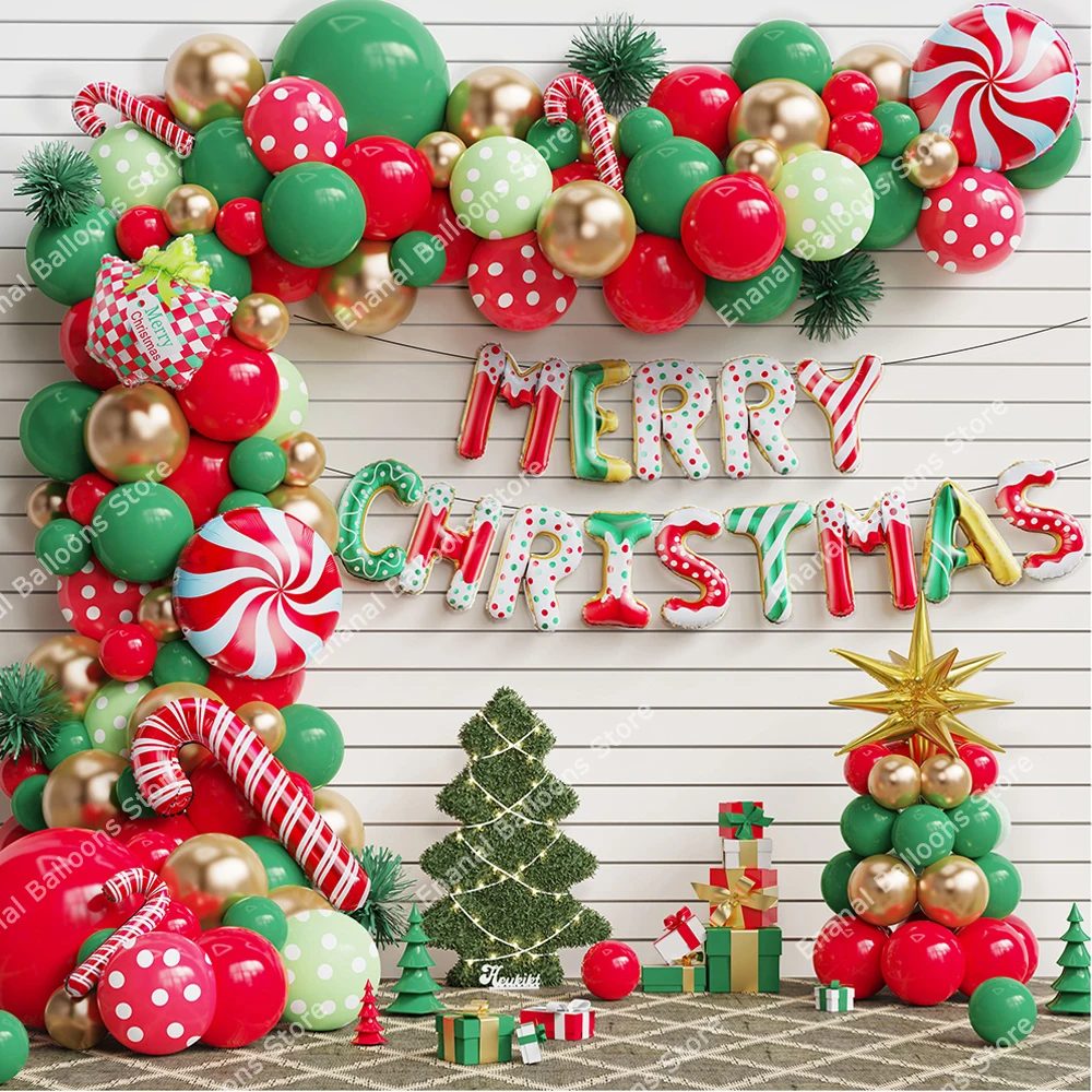 

Christmas Balloon Garland Arch Green Red Gold Candy Cone Explosion Star Foil Balloons Home New Year 2023 Christmas Decorati 2024