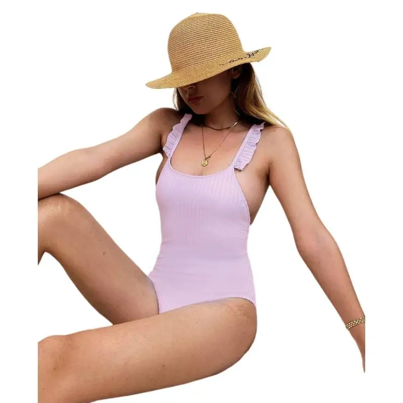 

Cikini 2022 New Suspender Solid Lace One-Piece Swimsuit Women's Backless Bikini Summer Beach Swimwear
