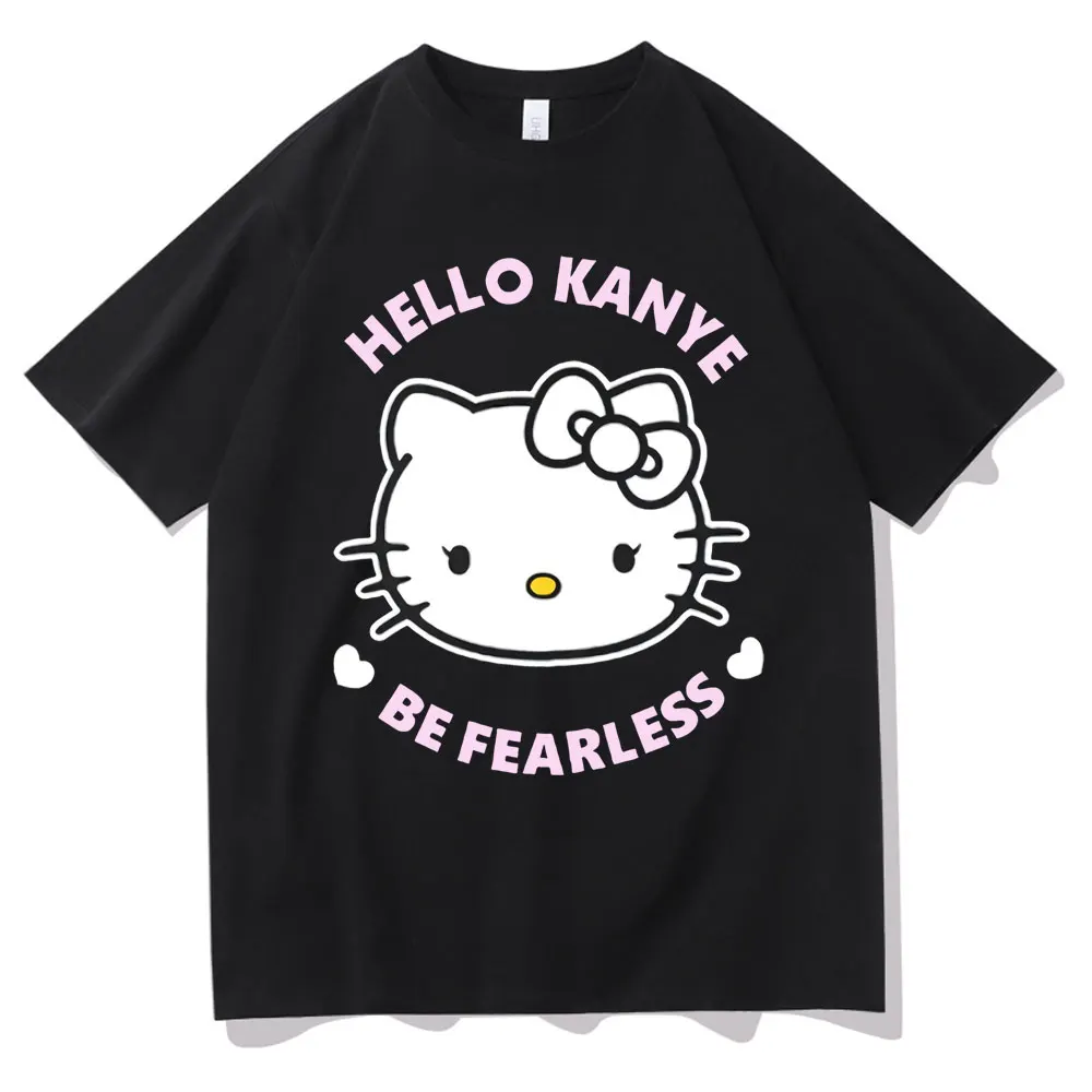 

HELLO Kanye T-shirt Streetwear Summer Men Women High Quality Cotton Vintage Tops Tees Fearless Short Sleeve Tshirt West T Shirt