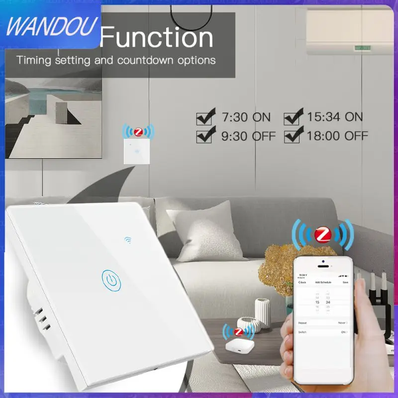 

Умный выключатель Zigbee, сенсорный переключатель с таймером, дистанционное управление через приложение, 2/4/6 шт.