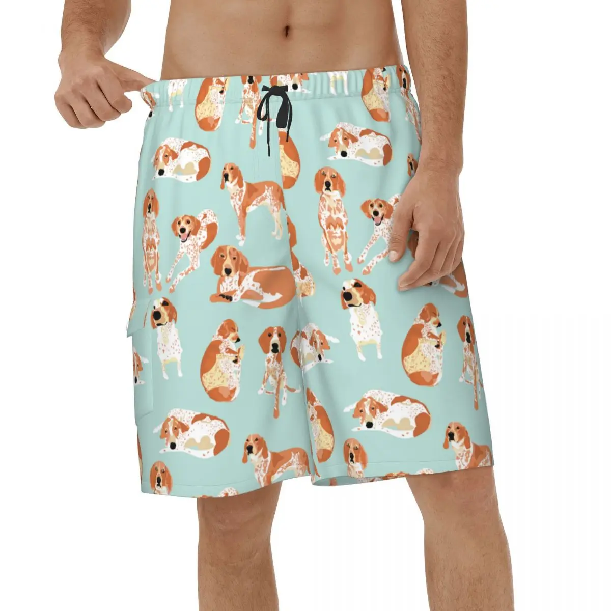 

Redtick Coonhound Dog Shorts Quick Dry Mens Swimwear Animal Beach Male Beach Board Shorts
