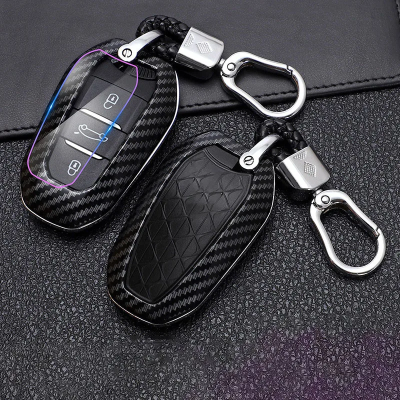 

ABS Carbon Fiber Car Key Case Cover For Peugeot 208 308 408 508 2008 3008 4008 5008 For Citroen C4 C4L C5 C6 C3XR X7 DS3 DS5 DS6