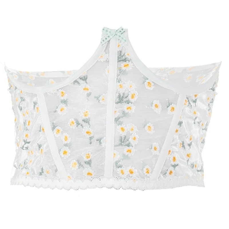 

Women Underbust Bustier Waist Training Cincher with Embroidery Flower Corsets