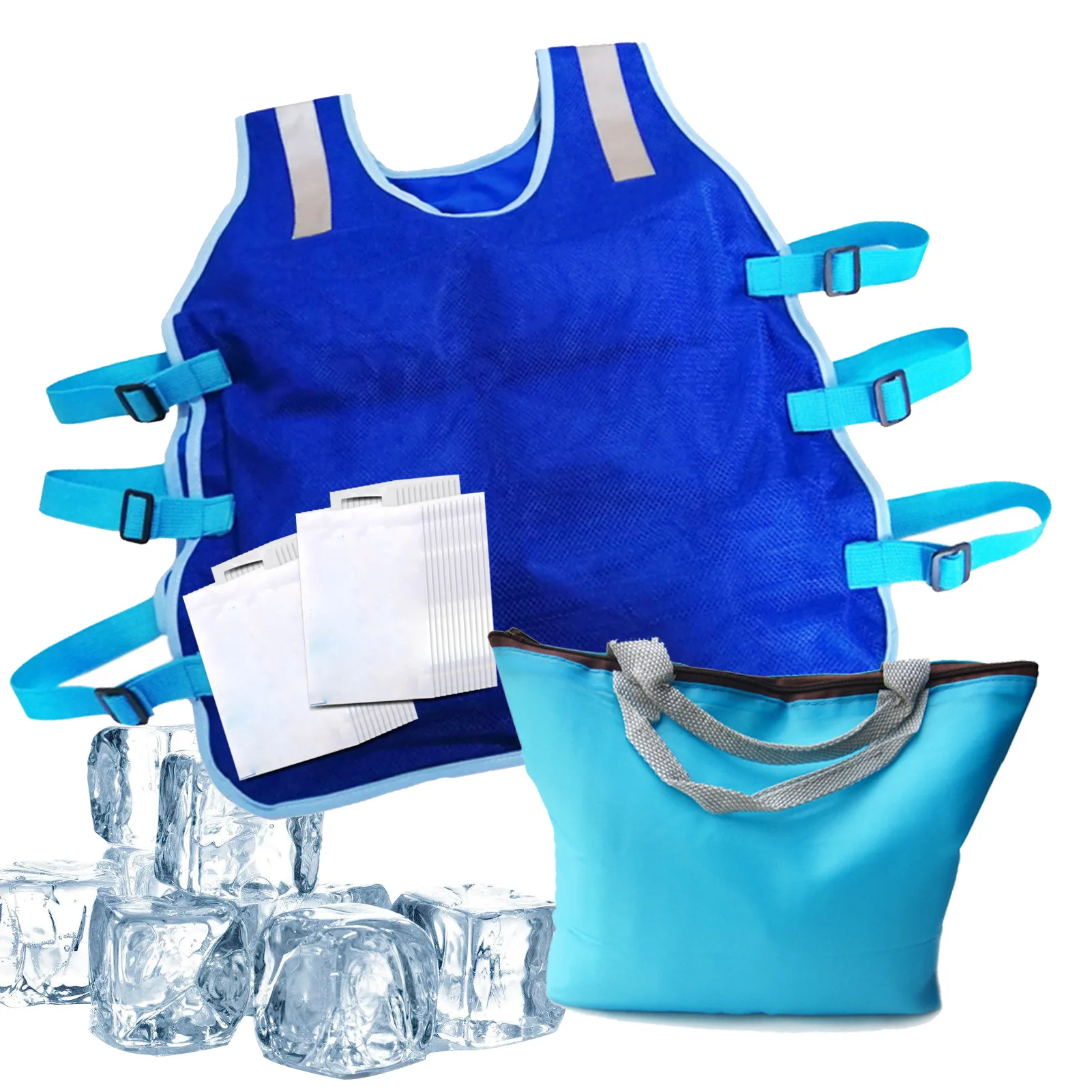 

Ice Bag Vest Ice Vest Cooling For Men Cooling Safety Vest With Ice Packs Cooling Gear For Hot Weather Reflective Strip Design