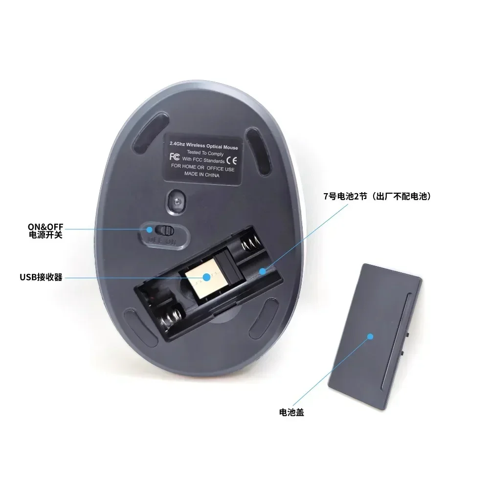 YANFU BNKJ5 Бесшумная ручка для левой руки Беспроводная мышь 2 4G Эргономичная