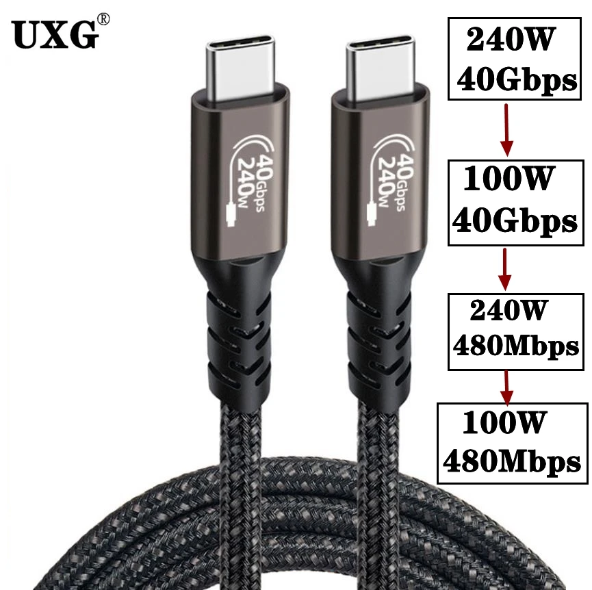 Кабель USB4 240 Вт, 8K, 60 Гц, Type C, Gen3, 100 Вт, Gen2, 40 Гбит/с, быстрая зарядка, Thundebolt 4, полнофункциональный кабель для передачи данных, поддержка 6K, 5K для Macbook