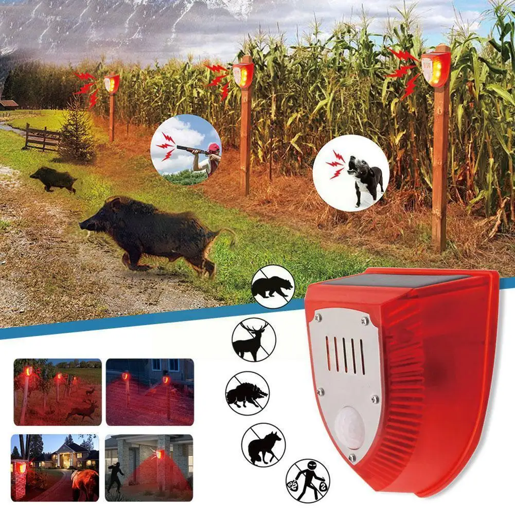 

Solar Animal Repeller Security Alarm Repellent Scare Wild Boar Artifact Dog Barking Gun Sound Induction For Country House