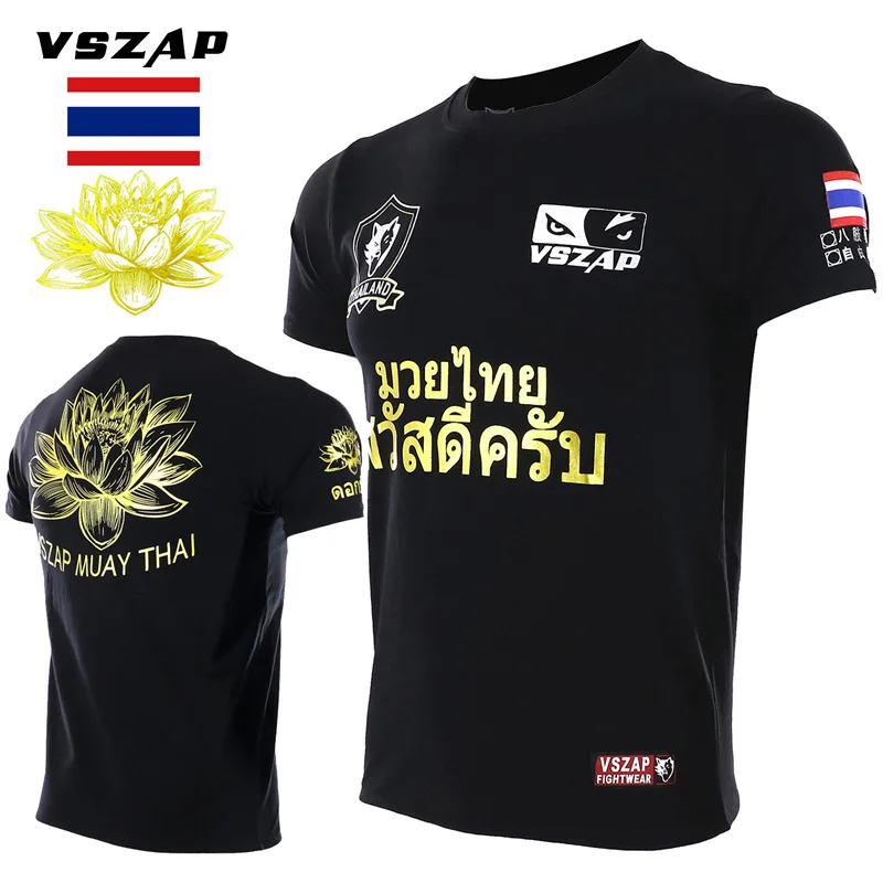 

Rashguard Jiu Jitsu Vszap MMA T Shirt Cotton Women's Men's Kick Boxing Muay Thai Shirts Lotus Bjj Fight Kickboxing Top Jerseys