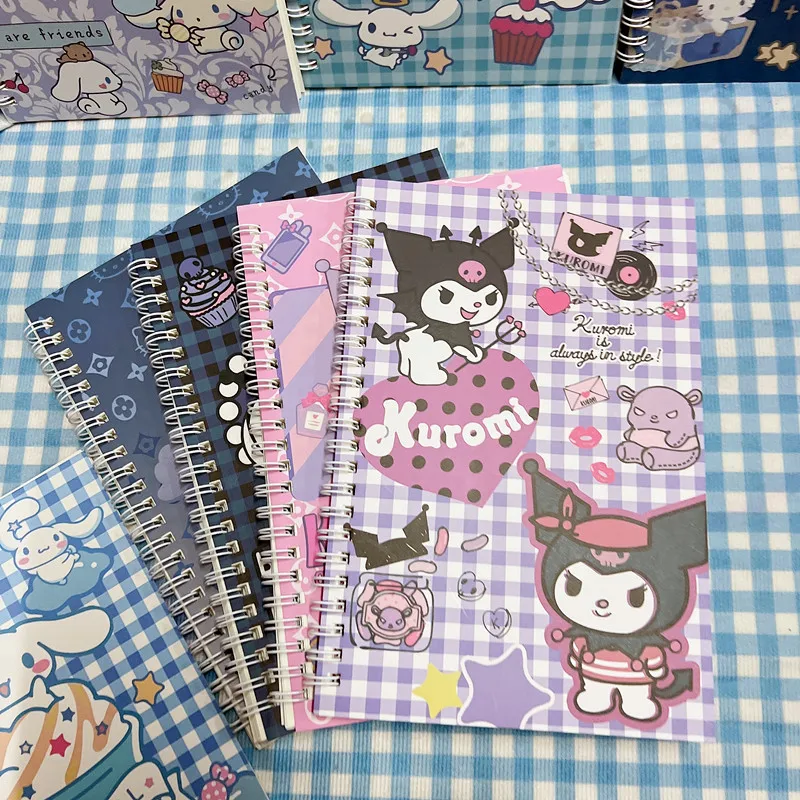 

Блокнот Hello Kitty Kuromi Naruto в рулоне, 4 шт., кавайные блокноты А5 для журналов, дневник, бумага для письма для студентов, школы, офисные принадлежнос...