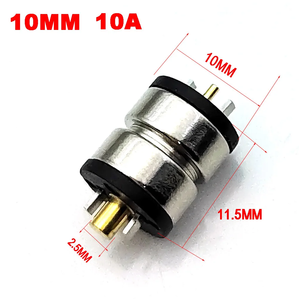 

10mm round 10A high current magnet suction spring pogo pin connector, male and female probe DC power charging magnetic connector