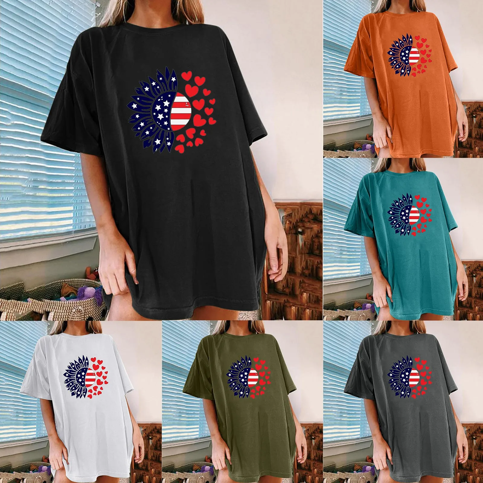 

Women's Casual Shirt Top Short Sleeve Vintage Printed Pattern T Shirt Compression Sleeve Workout Compression Top Women