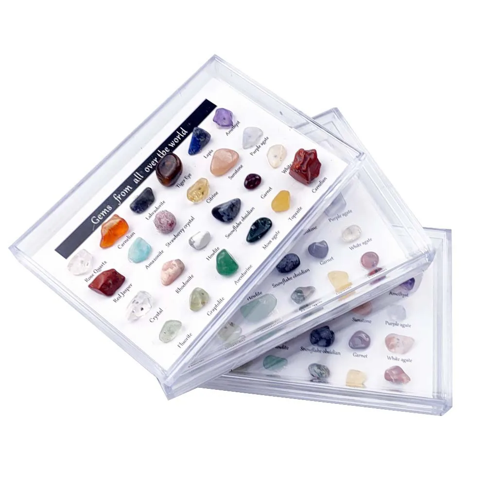 

Natural Crystal Agate Gemstone 24 Kinds of Ore Specimens Mineral Rock Polished Stone Geological Teaching Materials