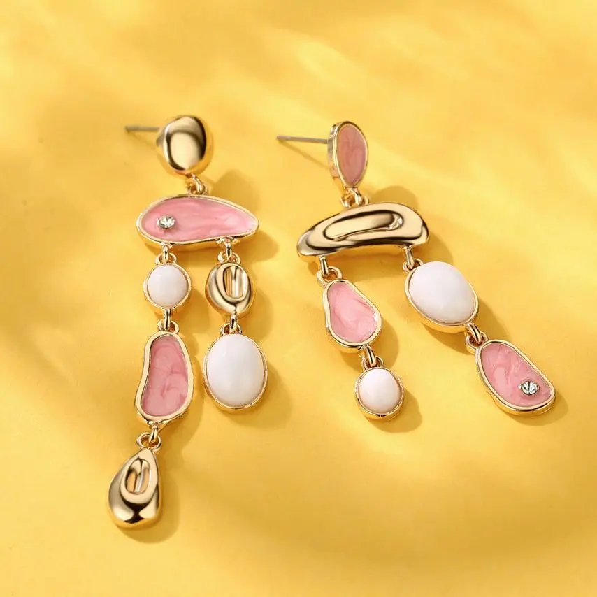 

Enamel Pink Irregular Drop Gum Earrings For Women Personalized Fashion Blue Drop Oil Earrings On Instagram Popular Accessories