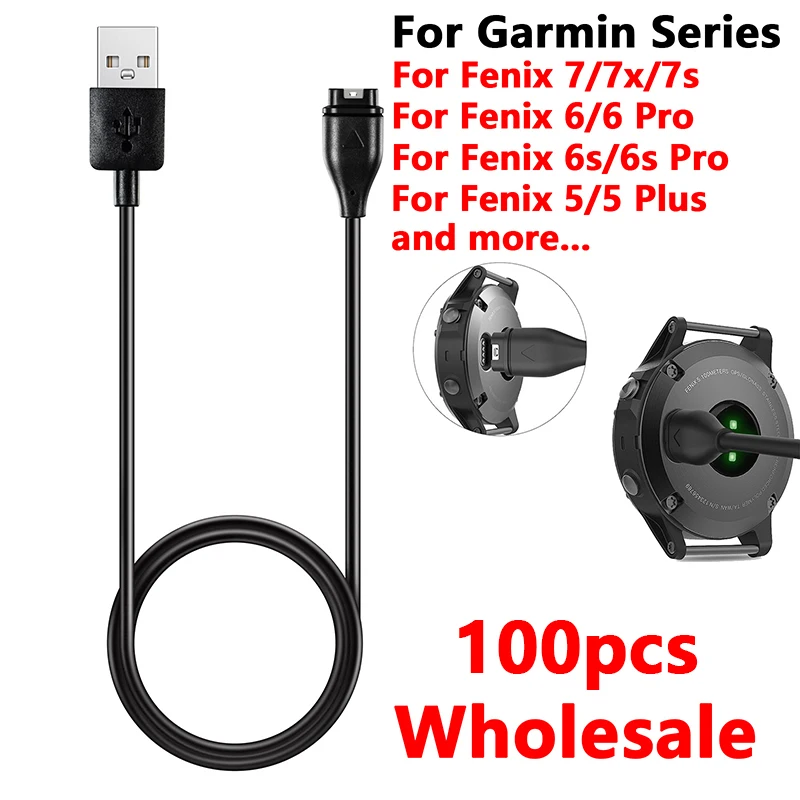 

100pcs 1m USB Charging Cable For Garmin Fenix 7 7S 7X 6 6S 6X 5 5S 5X Vivoactive 3 4 4S 935 945 Venu 2 2S Fenix 5S Watch Charger