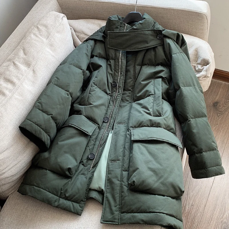 

Корейский комплект, однотонное плюшевое утепленное теплое пальто 300 г для мужчин и женщин, пальто с капюшоном H17DY002