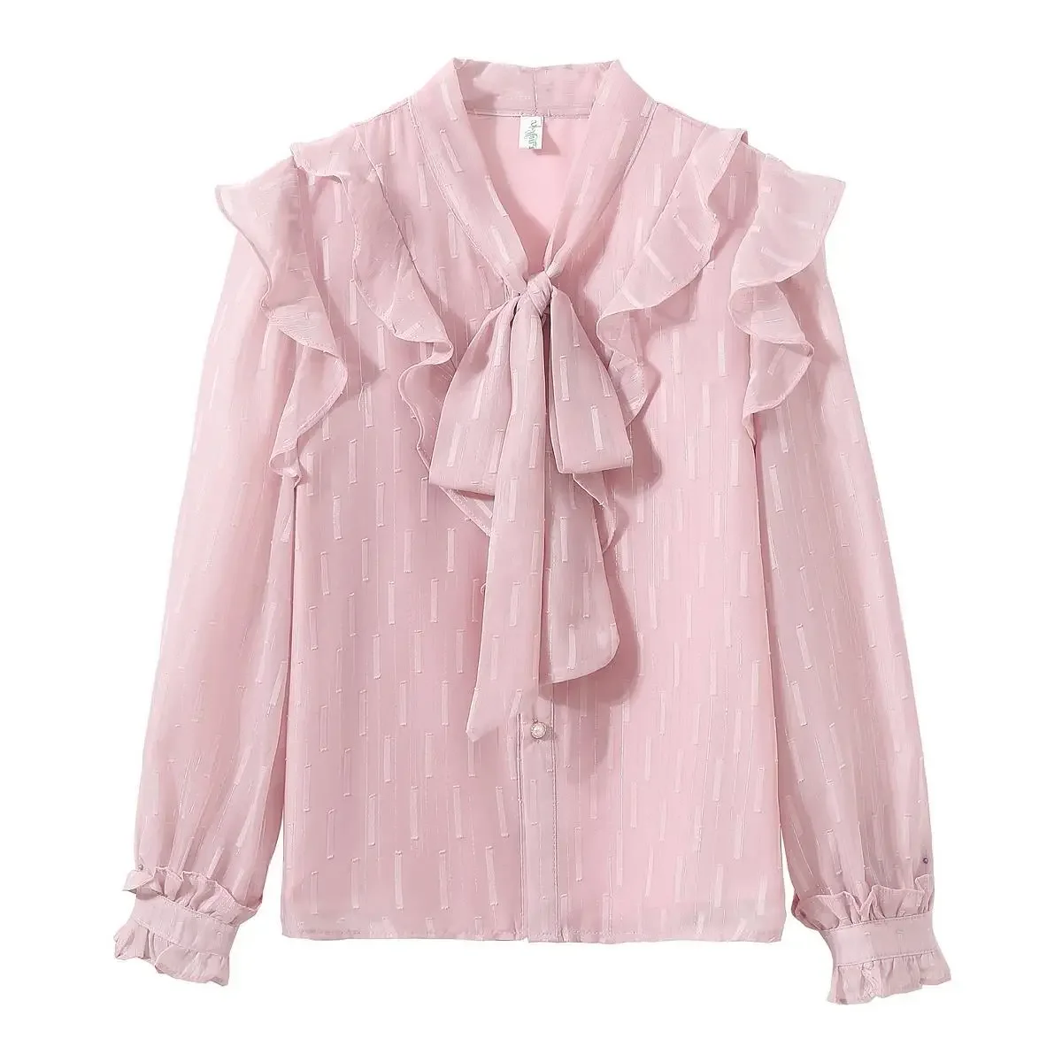 Женская шифоновая блузка с оборками по краям нежная элегантная небольшая в