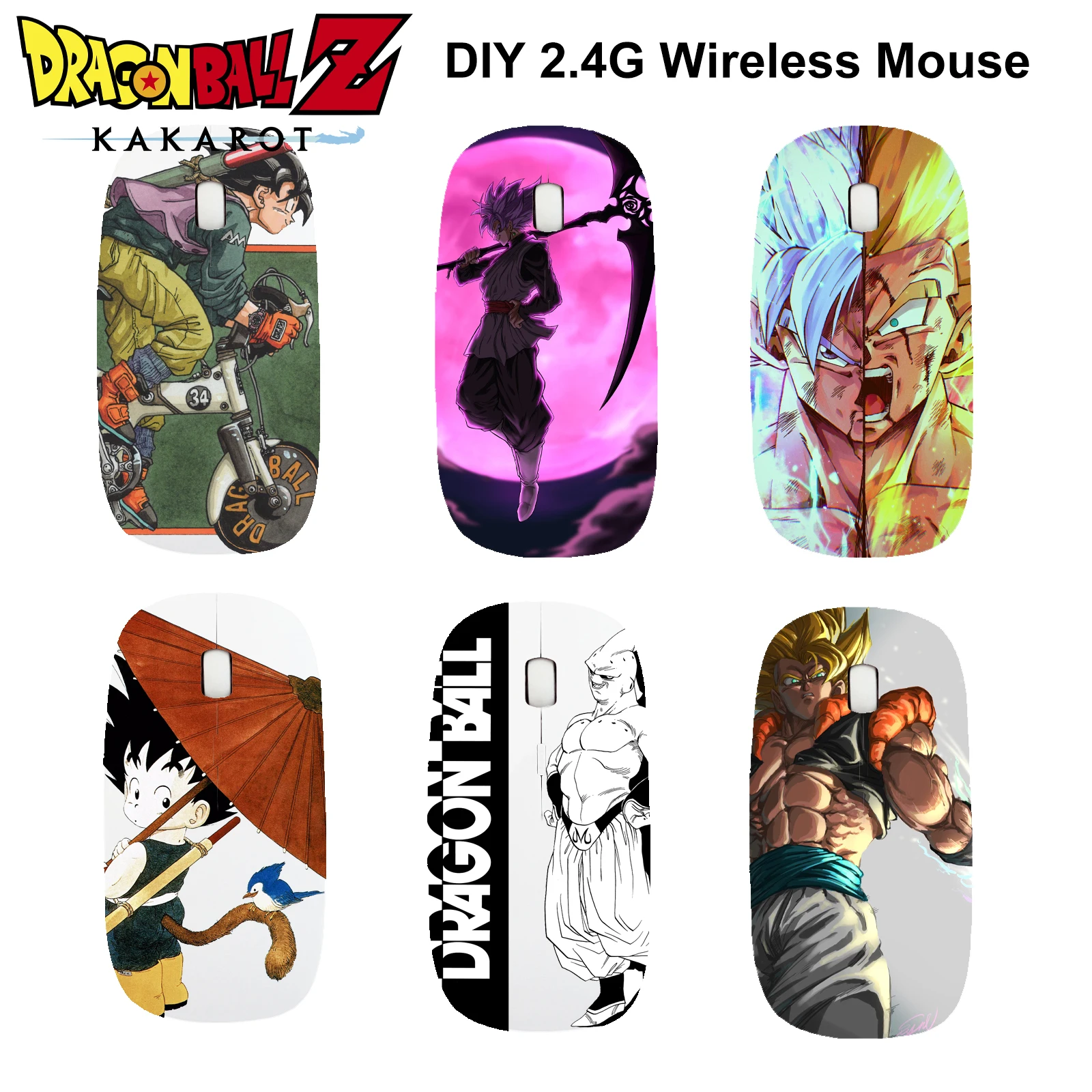 DIY Dragon Ball Goku Buu Freeza 2.4G Wireless Mouse Bluetooth Gamer Computer Gaming Mouse USB Receiver Mice For Laptop PC Office