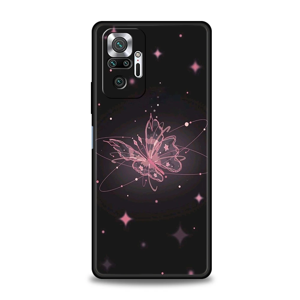 Чехол для телефона Present для Redmi 14C 13C 10C Note 15 14 13 12 11 10 K40 K50 Gaming Pro Plus 5G, нежно-розовый, с флуоресцентной бабочкой. (art.: 3920dcd98ffcf) - 3920dcd98ffcf