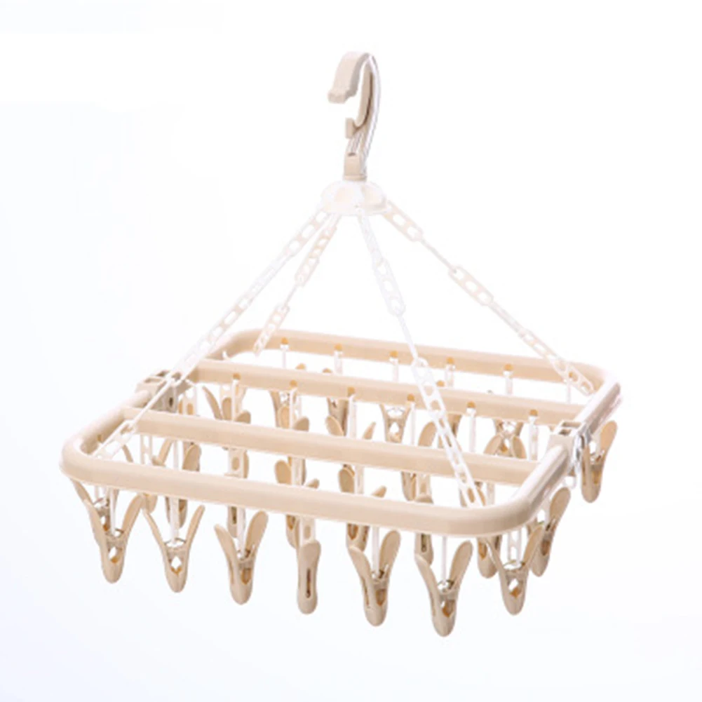 

32 Pegs Hanging Rack Underwear Multifunctional Washing Laundry Dryer Folding Socks Flexible In/outdoor Hanger