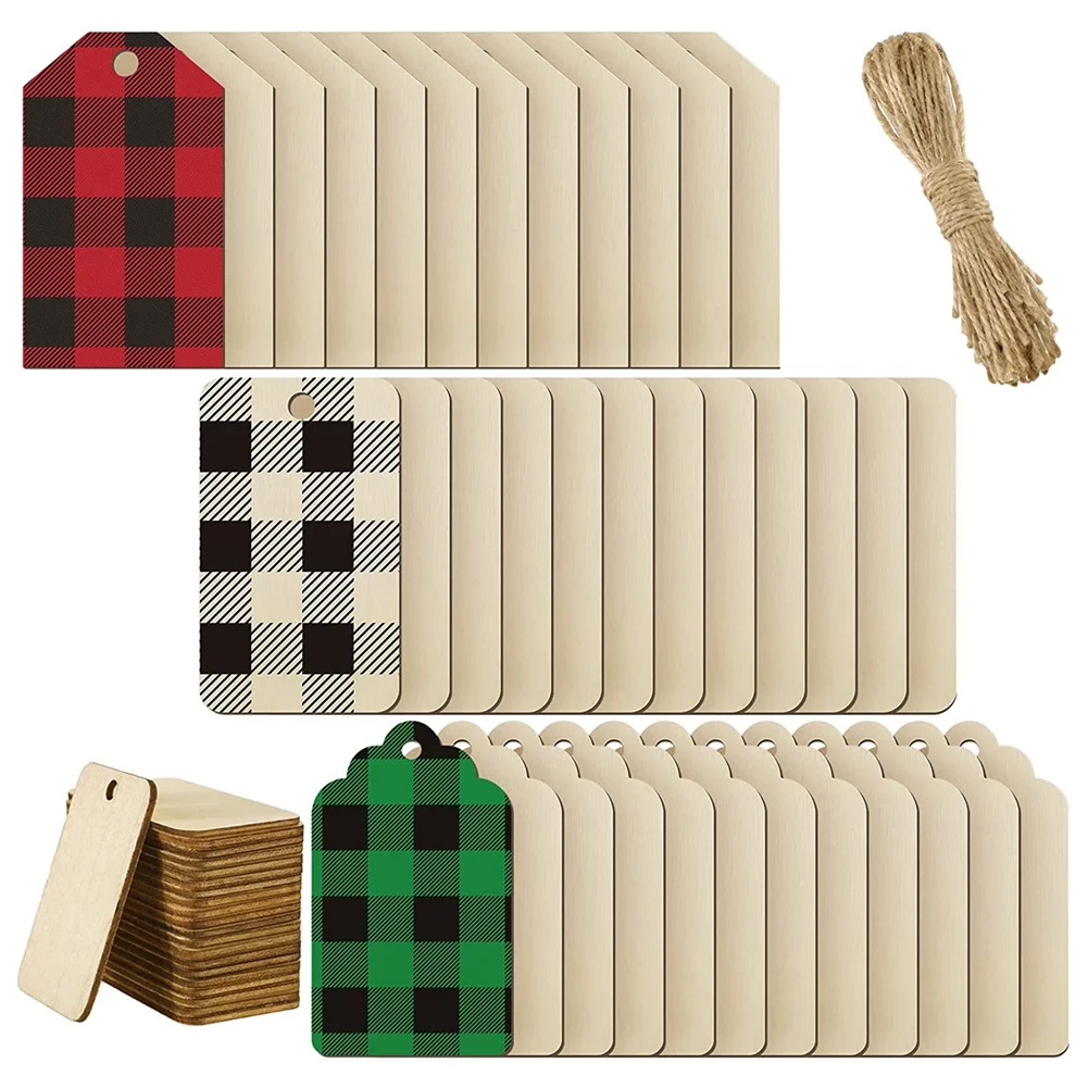 

Wooden Gift Tags Christmas Decorations Unfinished Wooden Pieces Wooden Tags With Holes Craft Birthday Party Decoration