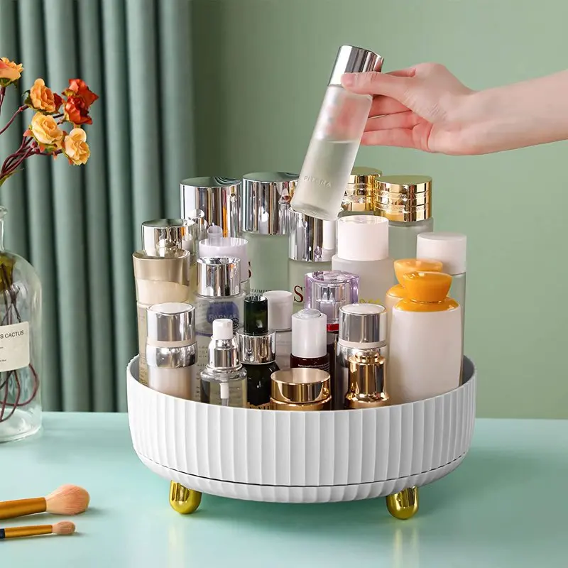 

Makeup Perfume Organizer for Dresser, 360 Degree Rotating Lazy Susan Turntable Cosmetic Desk Storage Lotions Display Stand Case