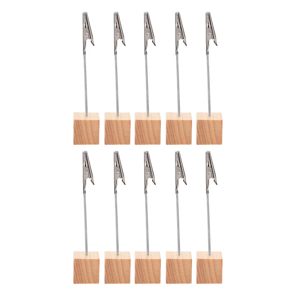 

10 Pcs Wooden Business Card Holder Picture Memo Clips Rustic Decor Photo Holders Table Display Clamps Note Folder Multipurpose
