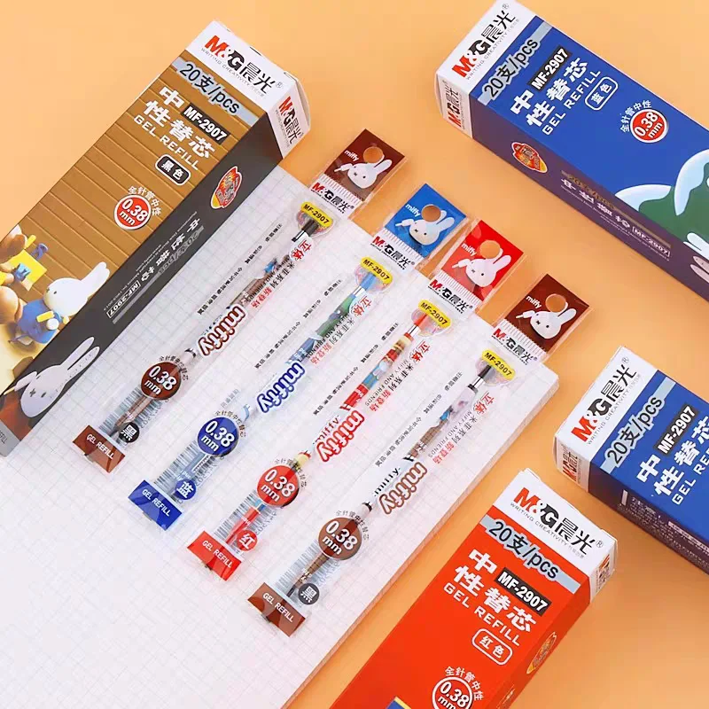 M &amp G 20 шт. стержень для гелевой ручки 0 38 мм черный колпачок рисования полный