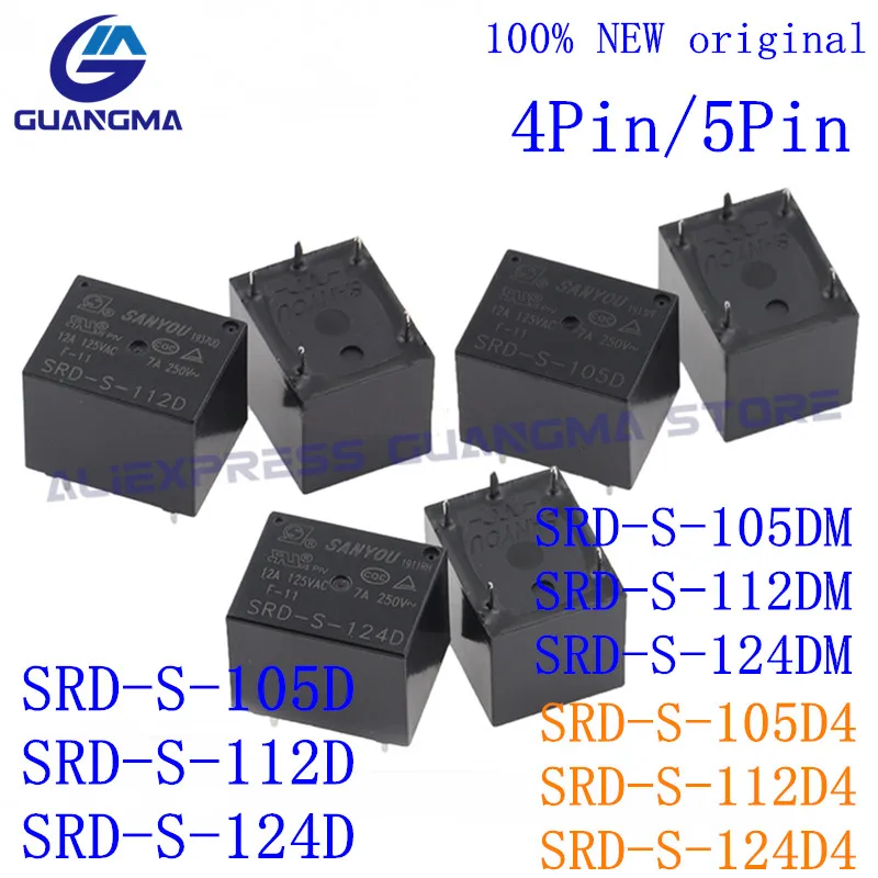 

20PCS Relay SRD-S 105D 112D 124D 4Pin 5Pin SRD-S 105DM 112DM 124DM SRD-S 105D4 112D4 124D4 DC5V 12V 24VDC 100% new Original