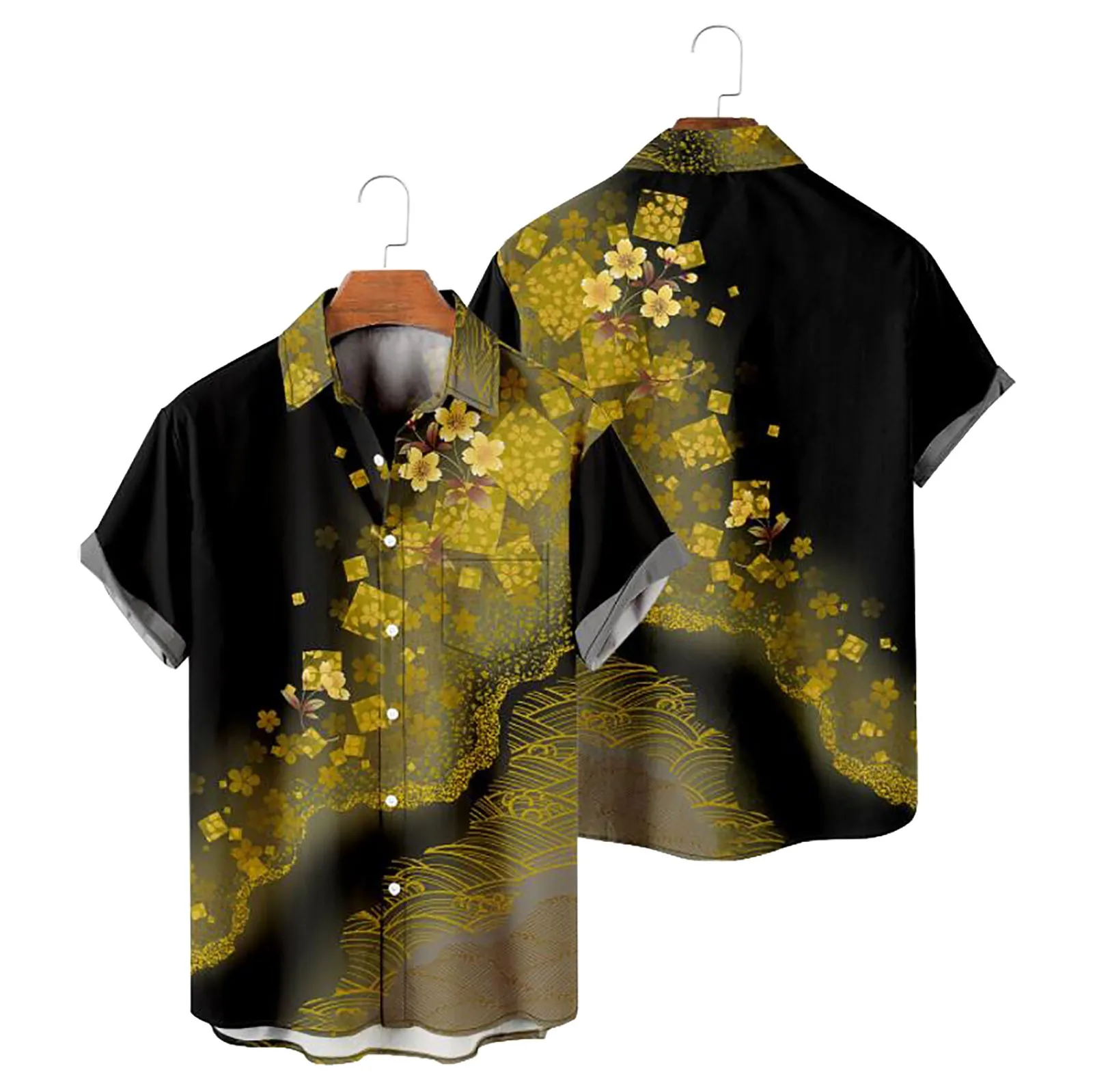 

Cowboy Embroidery Shirts Mens Printed Hawaiian Shirts Short Sleeve Button Down Beach Shirts Shirt For Man Athletic T Shirts Men