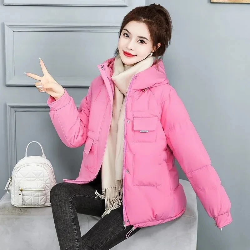 

S-XXXL Female Klein Blue Hooded keep warm Down Cotton Coat Women Korean Short 2023Winter New Loose Small Versatile Coat Cardigan