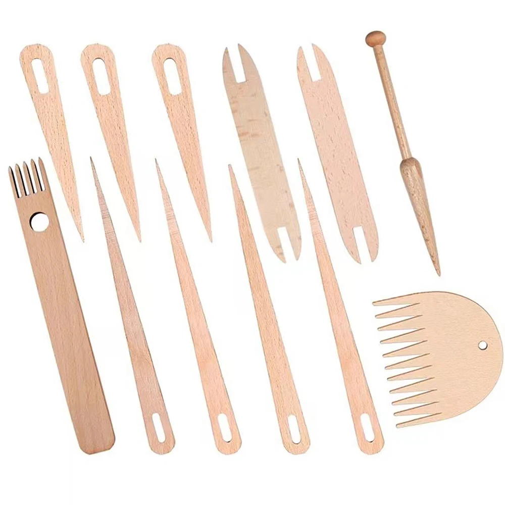 

DIY Solid Wood Knitting Accessories 4 Large And 3 Small Eye Pins +2 Small Shuttles + A Small Shuttle Rod + A Comb + A Pick Rod