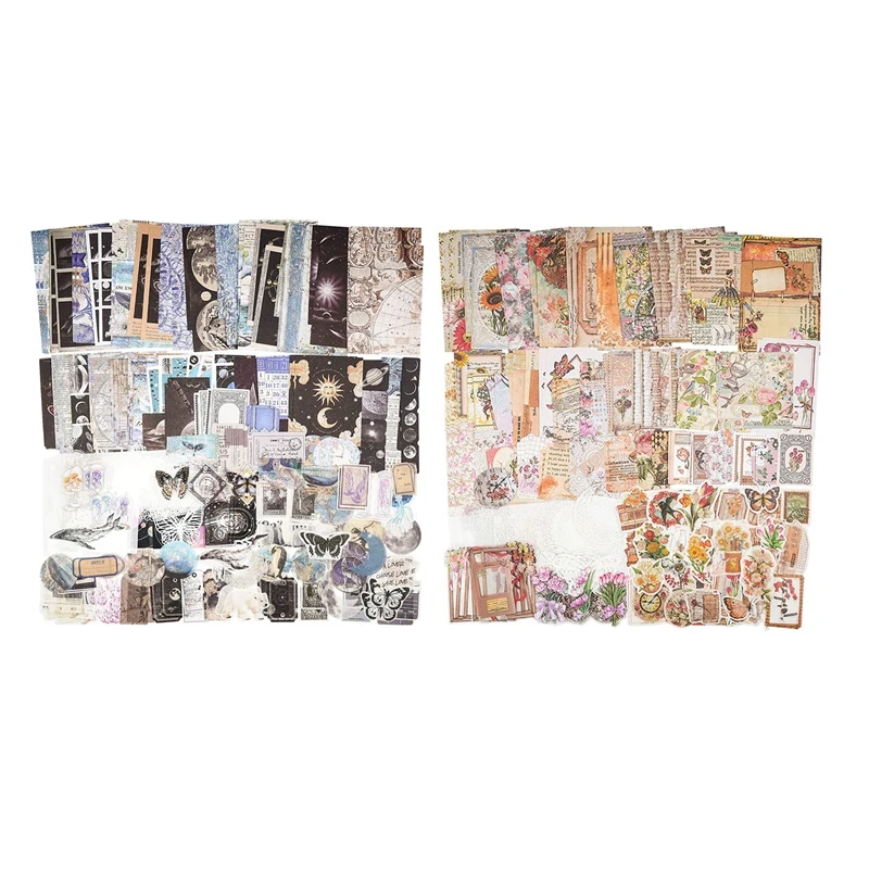 

200 Pieces Vintage Ephemera Bundle Junk Journal Kit Scrapbook Supplies Paper Sticker Material Pack For Art Journaling