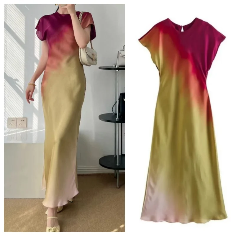 

Женское вечернее платье с коротким рукавом и круглым вырезом