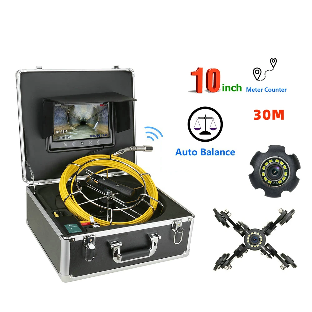 

10 Inch 30M Auto Self Leveling 22mm 512hz locator sonde camera pipe inspection camera drain sewer Meter Counter camera 1000TVL