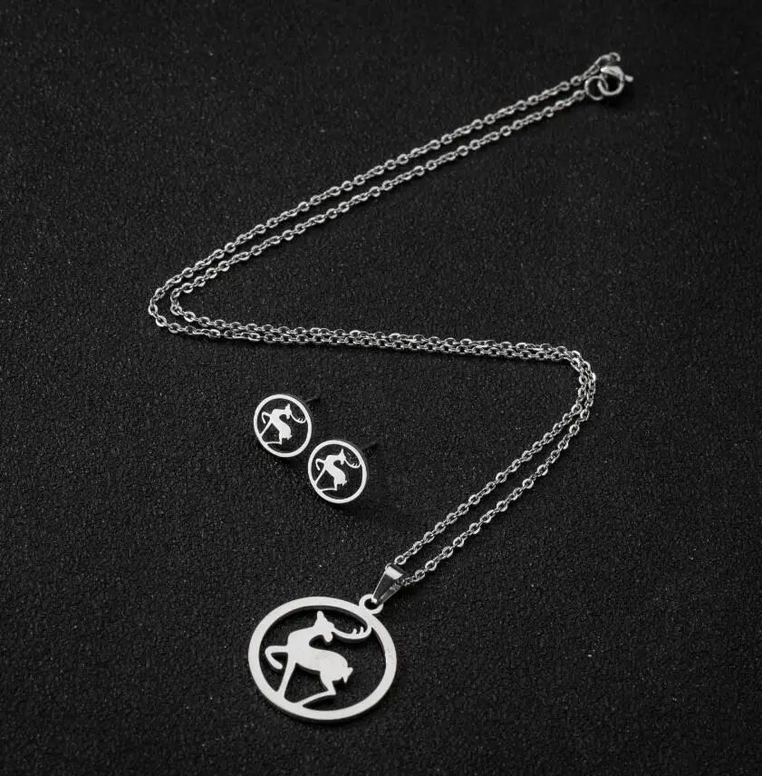 Ювелирные наборы Jisensp из нержавеющей стали Рождественский олень животное