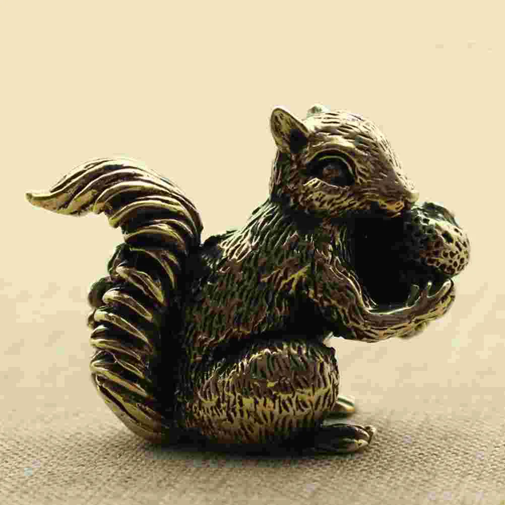 

5 Pack Squirrel Nut Tea Pet Desktop Statue Animal Decor Sculpture Vintage Copper Decoration Ornament Office Retro
