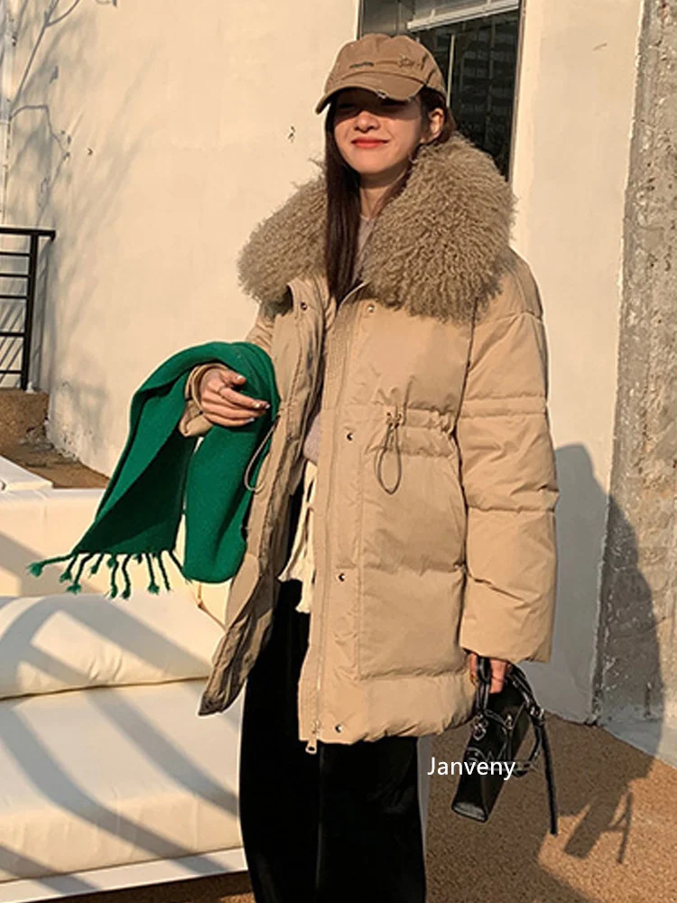 Куртка-пуховик Janveny женская с воротником из натуральной овечьей шерсти пуховик