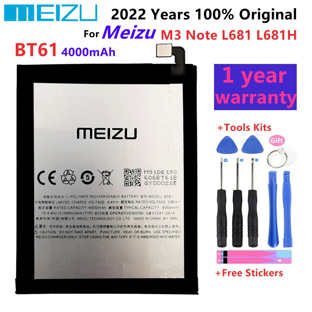 

Meizu 100% Original 4000mAh BT61 Battery For Meizu M3 Note L681 L681H Phone Latest Production Battery+Tracking Number