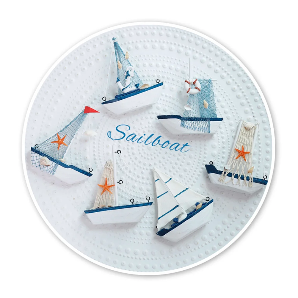 

1PC Wood Sailboat Decoration Wooden Sailboat Model Creative Mediterranean Style Craft Table Stuff Home Decor Car Ornament