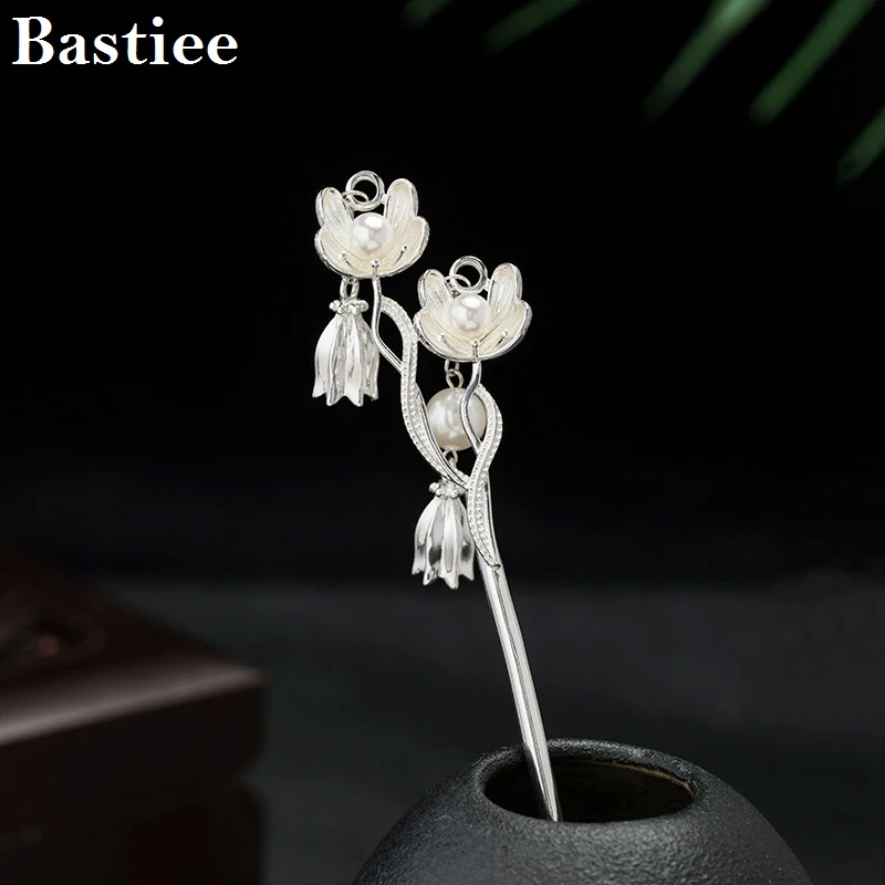 

Bastiee S925 Silver Hairpin Ancient Lily of the Valley New Chinese Style Hanfu Hair Accessory Prendedor De Cabello