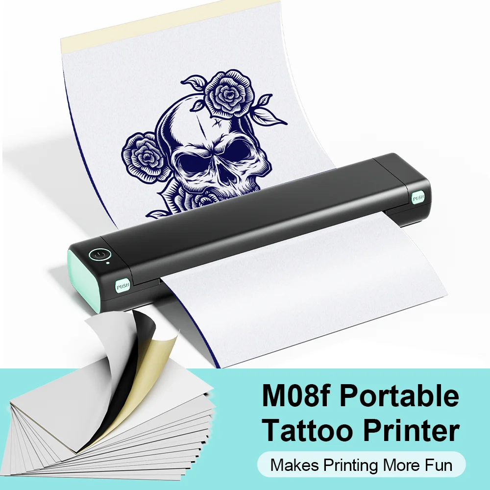 

A4 Thermal Printers M08F Wireless Tattoo Transfer Bluetooth USB Mobile Printer Machine Text PDF Document Design Tattoo Printing