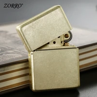 zorro brass classic grinding wheel kerosene lighter waterproof seal lighter pure copper retro mens gift box
